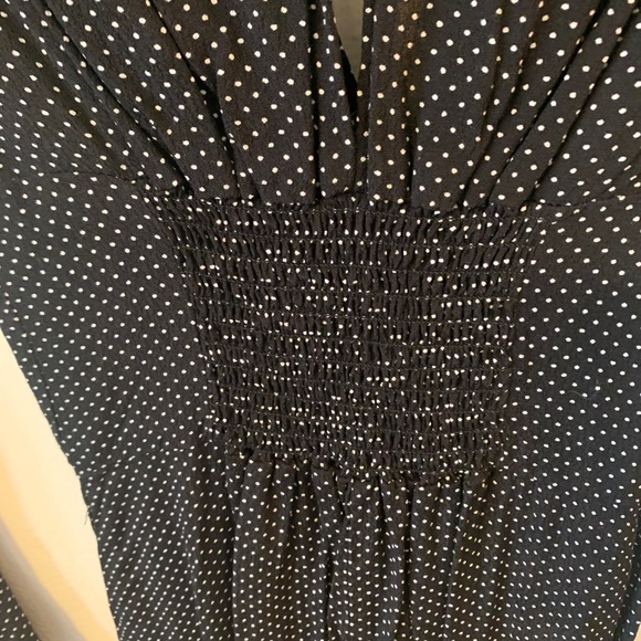 Polka Dot Deep V Neck Dress (S) - Picture 9 of 10